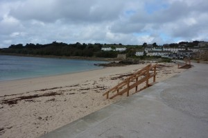 View of Porthcressa Beach from the promenade at the start of the walk.