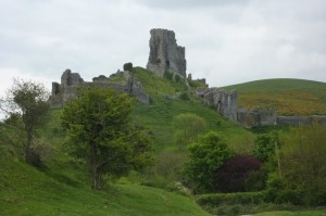 This is the view you see as you approach Corfe Castle from Knowle Hill.