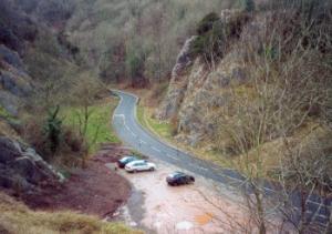 looking down into the car park from the first climb