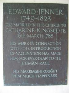 plaque to Edward Jenner at Kingscote Church