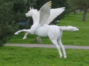 winged horse statue at Court Farm